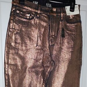 a.n.a Brown Skinny Jeans with Metallic Finish Size 8 New With Tags